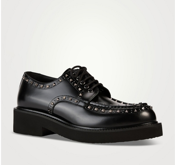 VALENTINO GARAVANI Gentleglam Studded Leather Derby Shoes - Picture 1 of 8